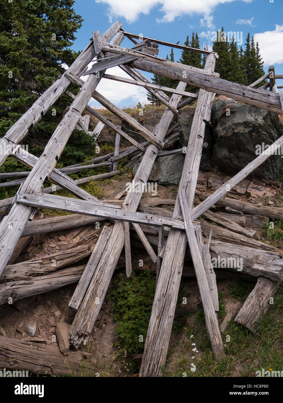 Rote Maske Mine, Snowy Range, Wyoming. Stockfoto