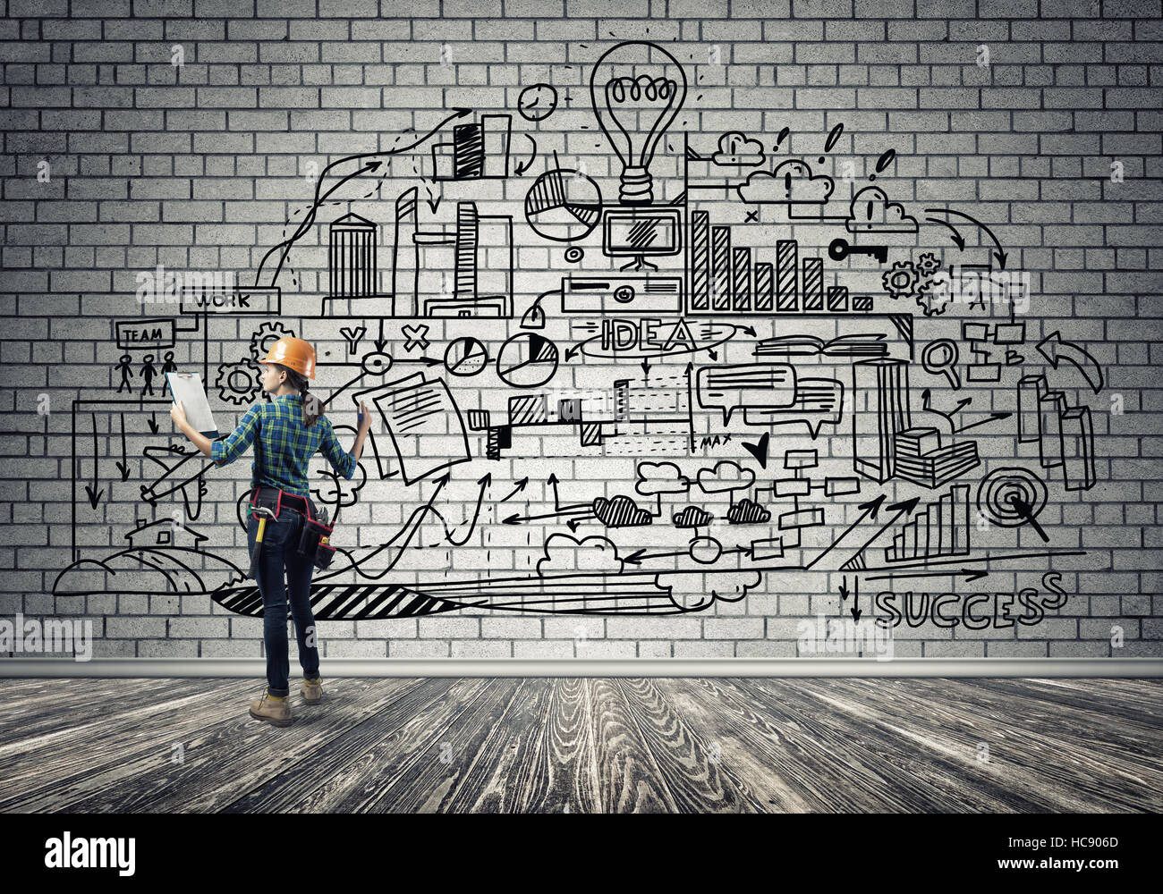 Industriebau und Wartung Stockfoto