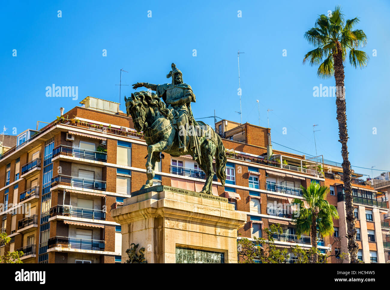 Denkmal für Jaime el Conquistador in Jardines del Parterre in Valencia - Spanien Stockfoto