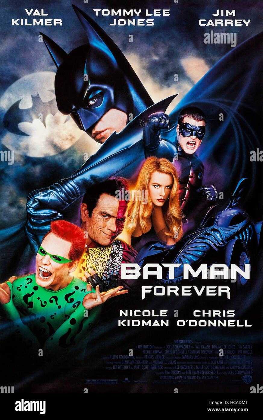 BATMAN FOREVER, USPlakat, Val Kilmer (oben), unten von links Jim