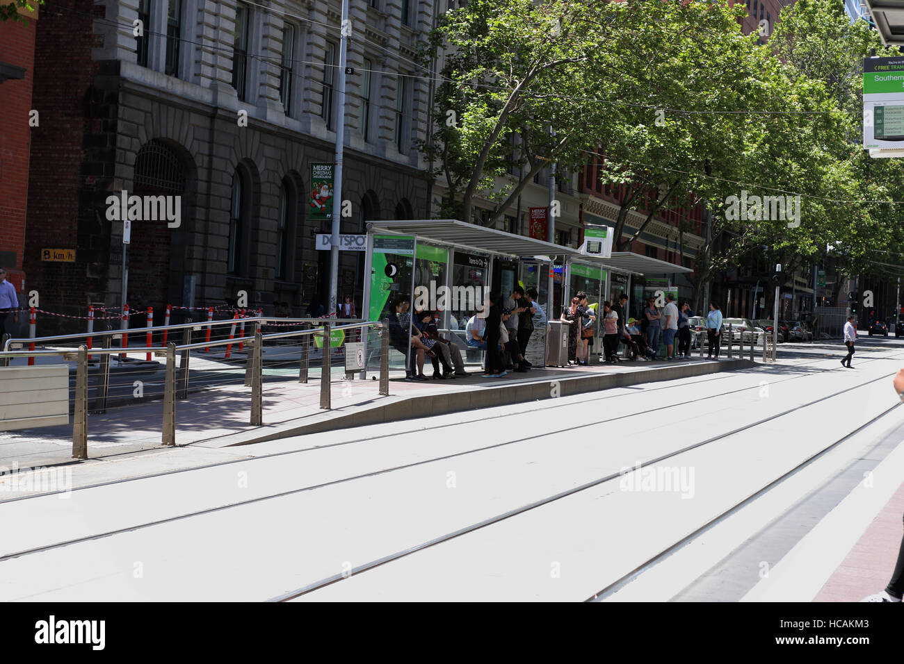 Swanson Street Straßenbahnhaltestelle befindet sich in Melbourne Victoria Australien Stockfoto