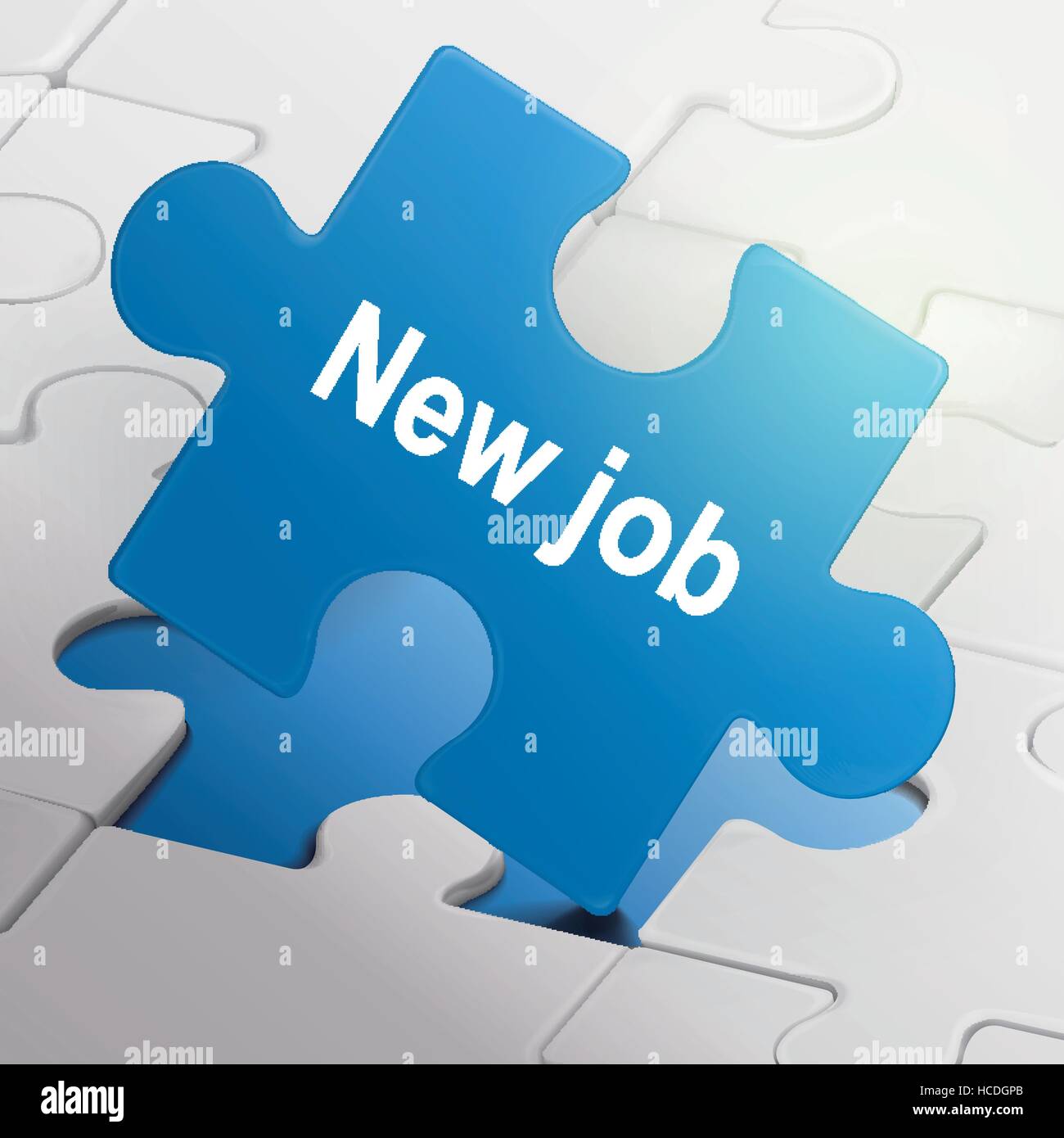 neuen Job auf blaue Puzzle-Stücke-Hintergrund Stock Vektor