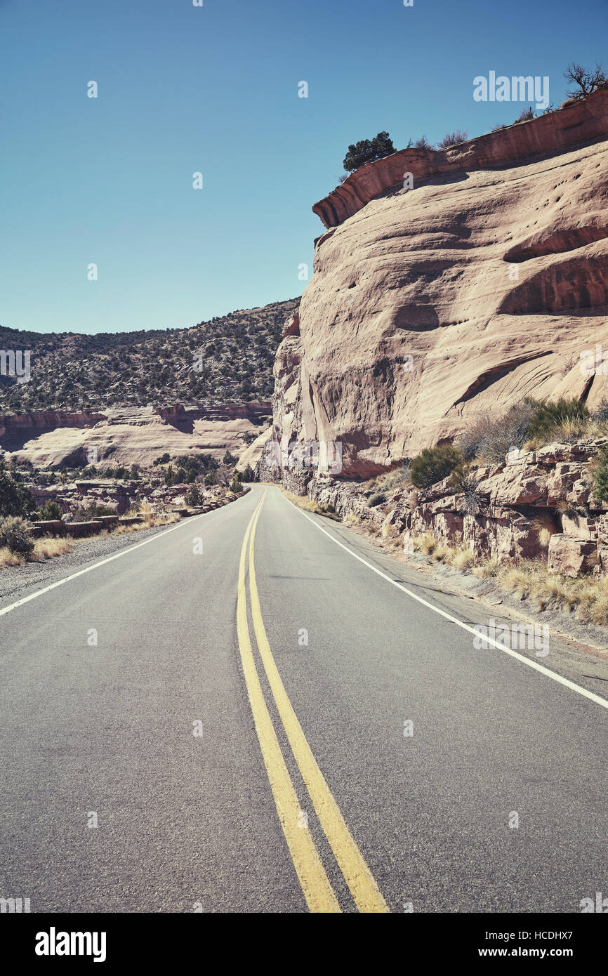 Retro getönten Panoramastraße, Reisen Konzept Hintergrund, Colorado, USA. Stockfoto