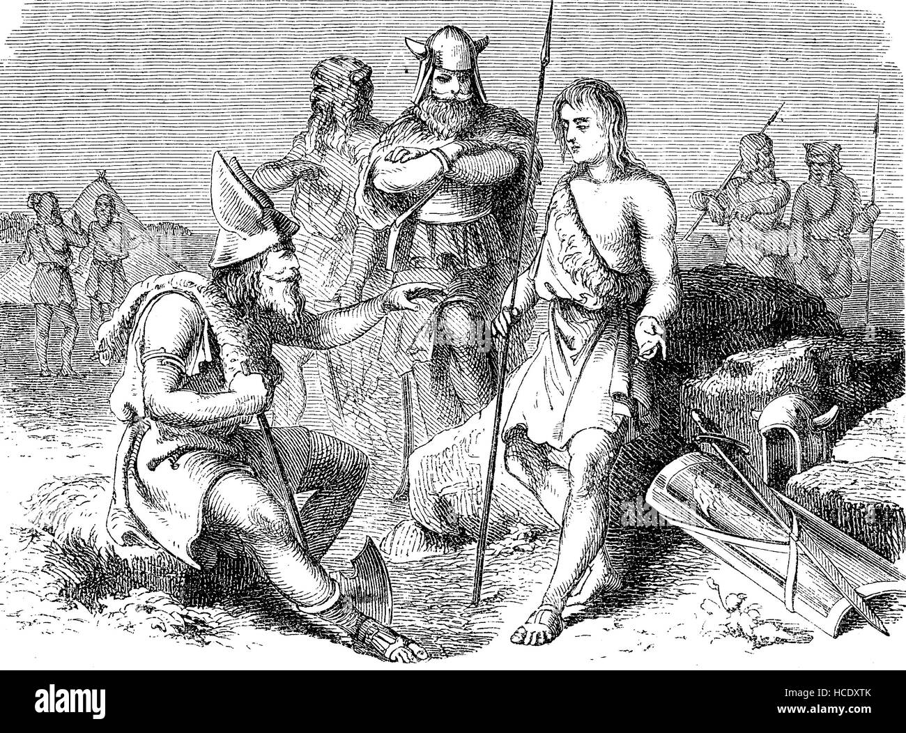 Militärlager von Goths, Gothics, 535 n. Chr. gotischer Krieg mit den Römern, die Geschichte des antiken Rom, Römisches Reich, Italien Stockfoto