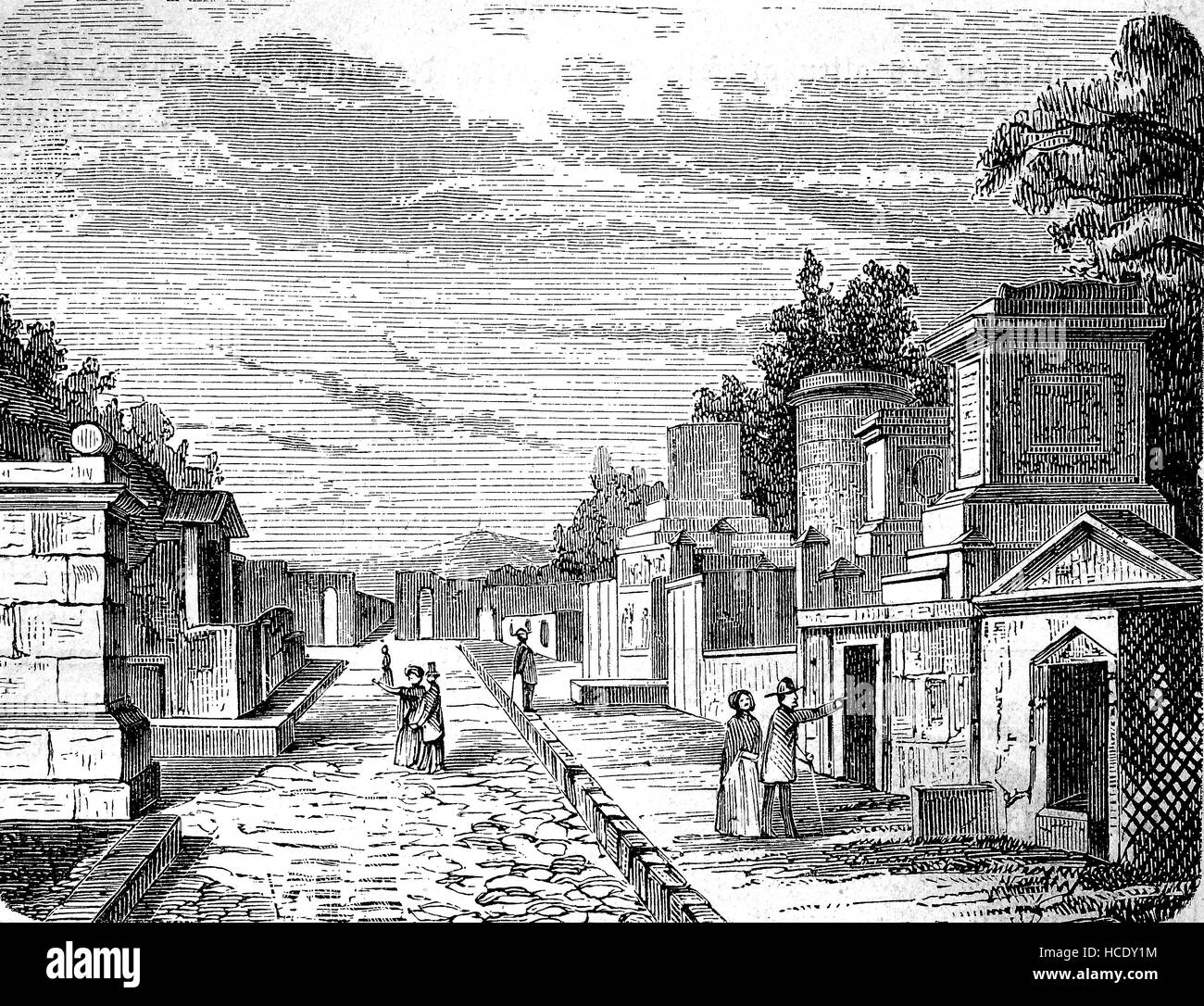 eine Straße in der antiken Pompeji, Pompey, Italien, nach der Ausgrabung, die Geschichte des antiken Rom, Römisches Reich Stockfoto