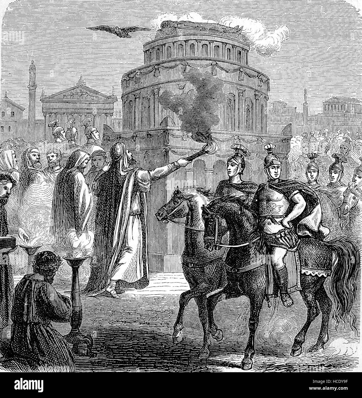 Apotheose des Kaisers Hadrian, gemacht von Antonius Pius, die Geschichte des antiken Rom, Römisches Reich, Italien Stockfoto