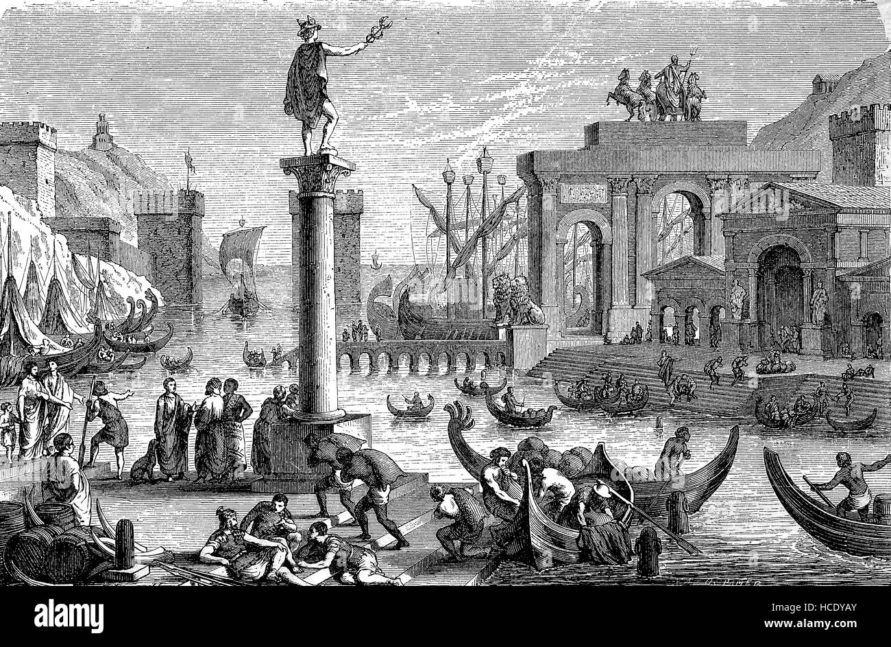 Symbol für das Ideal einer römischen Hafen-Stadt, die Geschichte des antiken Rom, Römisches Reich, Italien Stockfoto