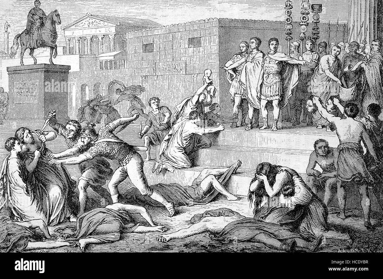 Die Ächtung von 43 v. Chr. von den Triumvirn, die Geschichte des antiken Rom, Römisches Reich, Italien Stockfoto