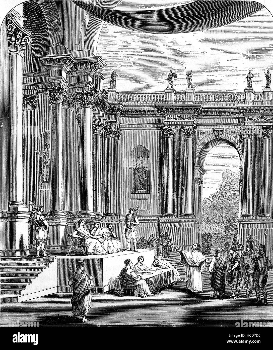 Ein Gericht im alten Rom, die Geschichte des antiken Rom, Römisches Reich, Italien Stockfoto