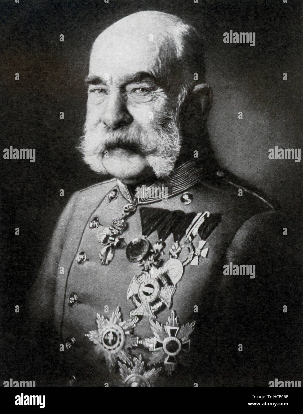 Dieses Foto des österreichisch-ungarischen Monarchen Franz Josef datiert 1917. Franz Josef war ich der Kaiser von Österreich von 1848-1916. Er war auch König von Ungarn von 1867-1916. Sein Bruder war Maximilian von Mexiko. Stockfoto