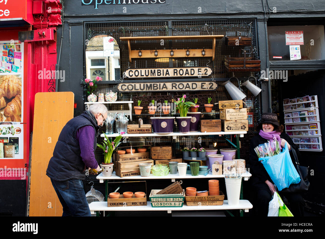 Sonntagmorgen, Columbia Road market Stockfoto