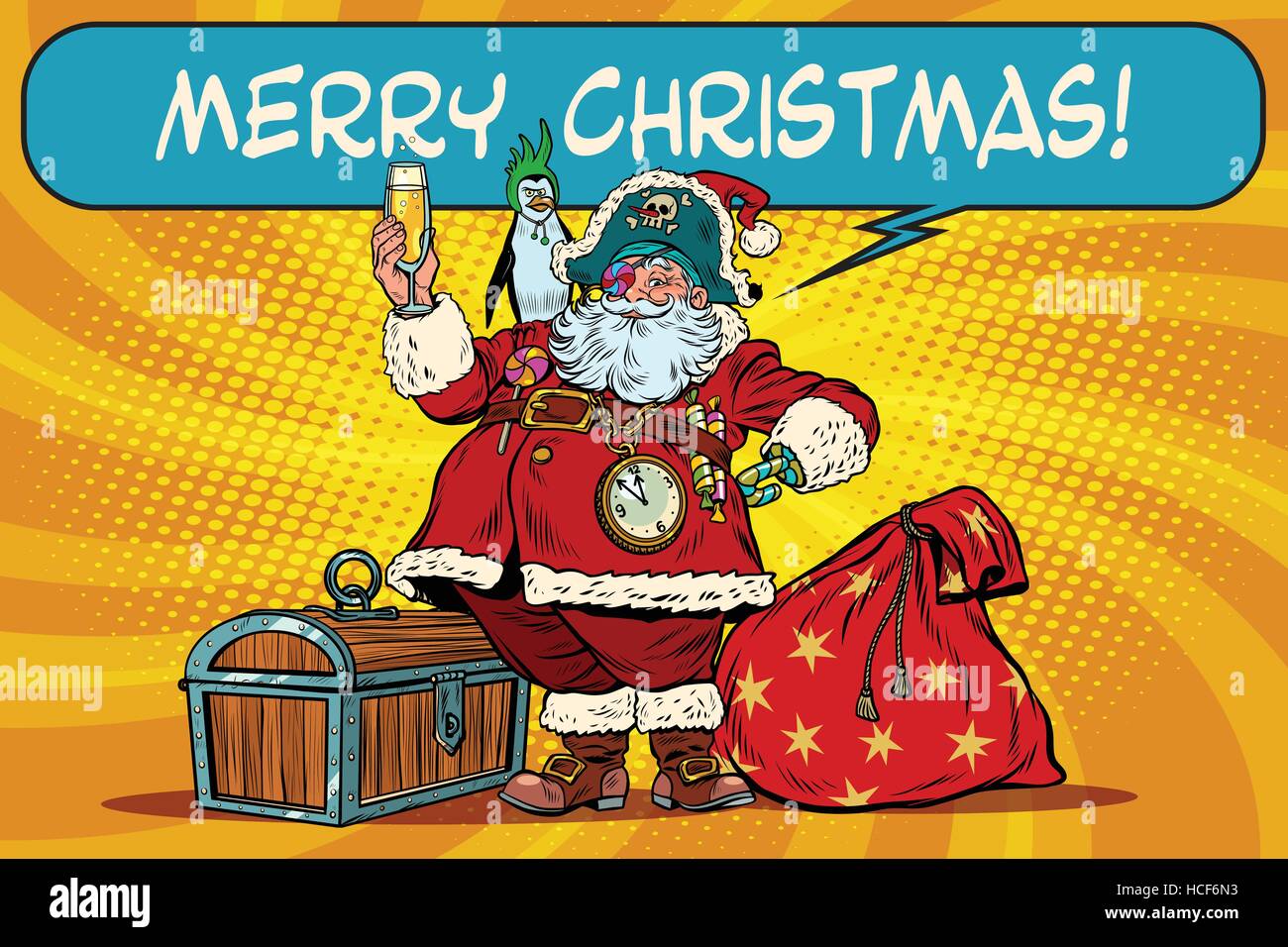 Santa Claus Piraten wünscht frohe Weihnachten Stock Vektor