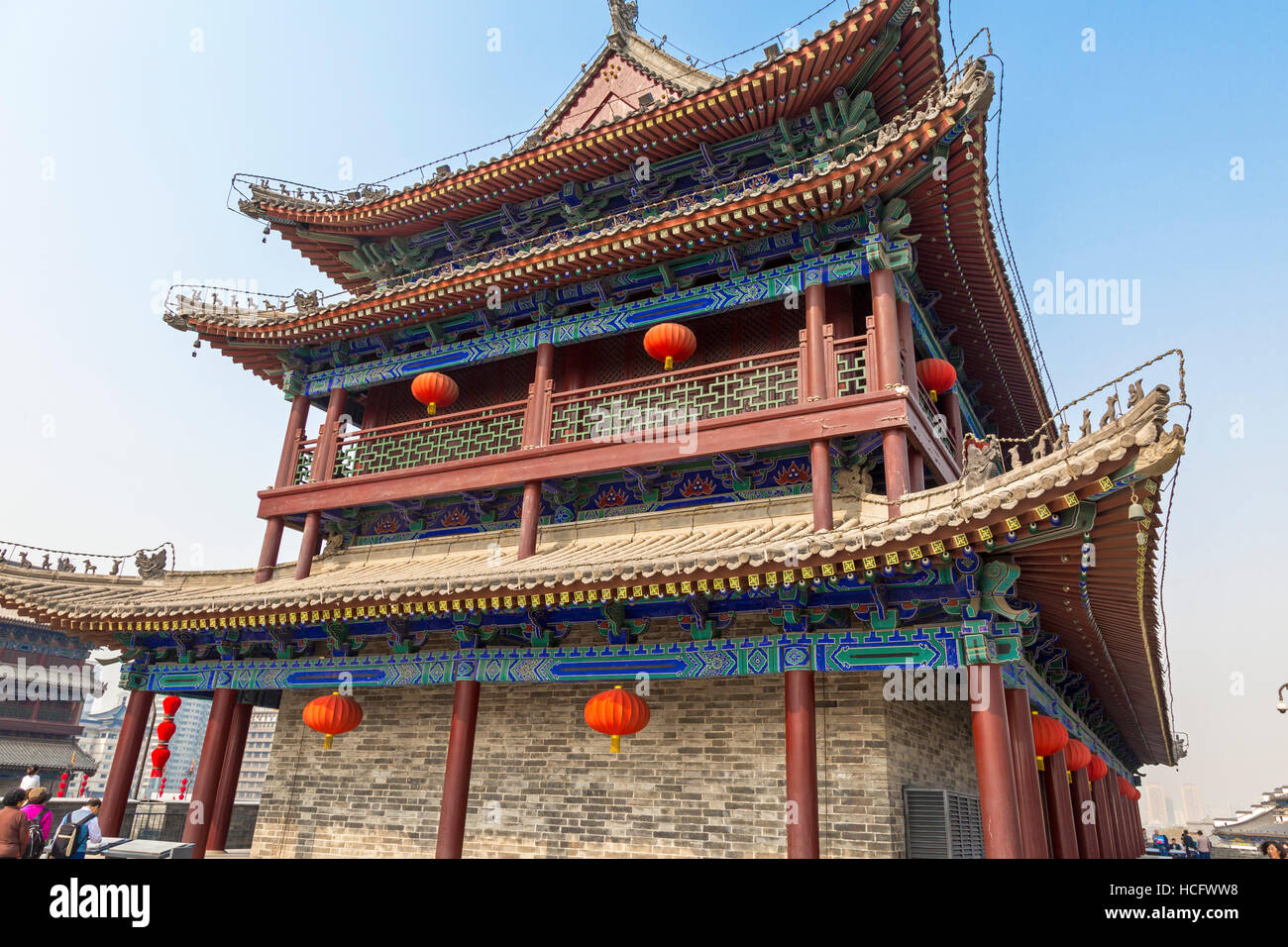 Wachturm auf Xian Stadt Wände, Shaanxi, China Stockfoto