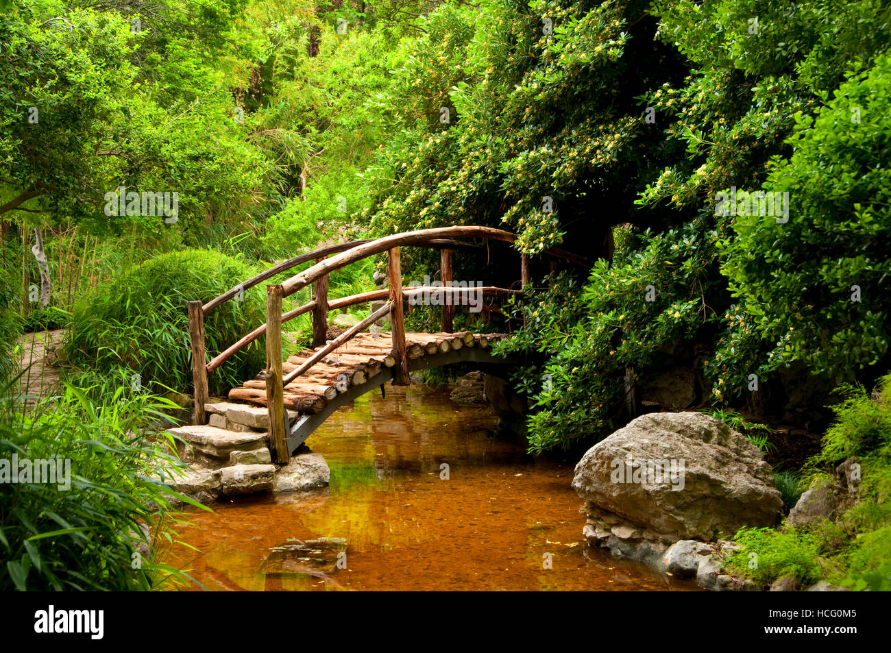 Gartenbrucke Zilker Botanical Garden Austin Texas Stockfoto