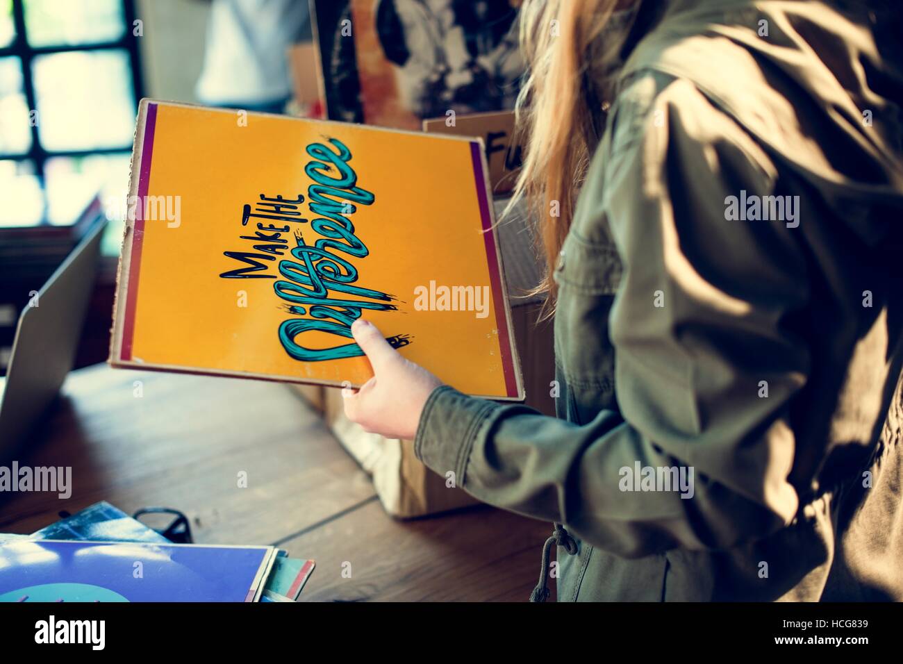 Vinyl Record Store Musik einkaufen Oldschool Klassiker Konzept Stockfoto