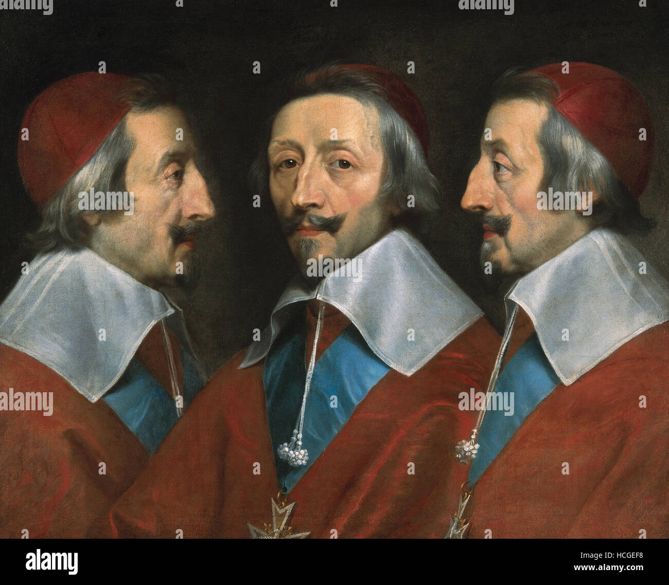 Philippe De Champaigne die 3 Portraits von Cardinal De Richelieu