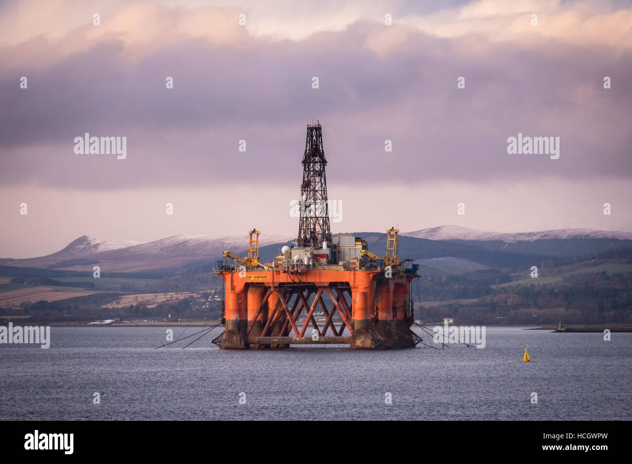 Bohrinsel, Ocean Vanguard in Invergordon, Schottland Stockfoto