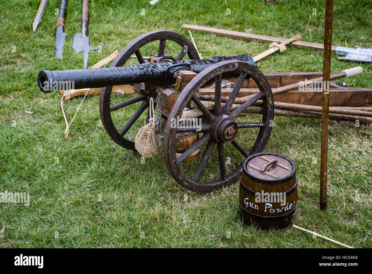 Canon und Waffen von englischer Bürgerkrieg Stockfoto