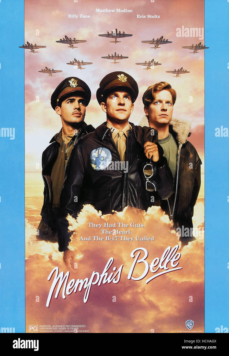 MEMPHIS BELLE, l-r: Billy Zane, Matthew Modine, Eric Stoltz, 1990. © Warner Brothers/Courtesy Everett Collection Stockfoto