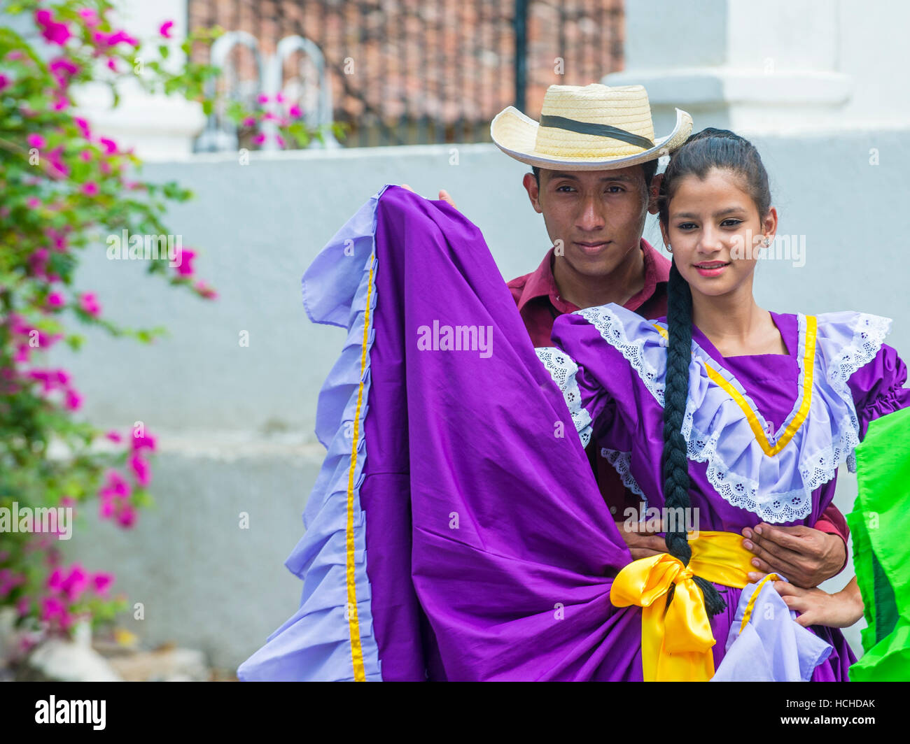 Salvadorianischen Tänzer während der Blüte & Palm-Festival in Panchimalco, El Salvador Stockfoto