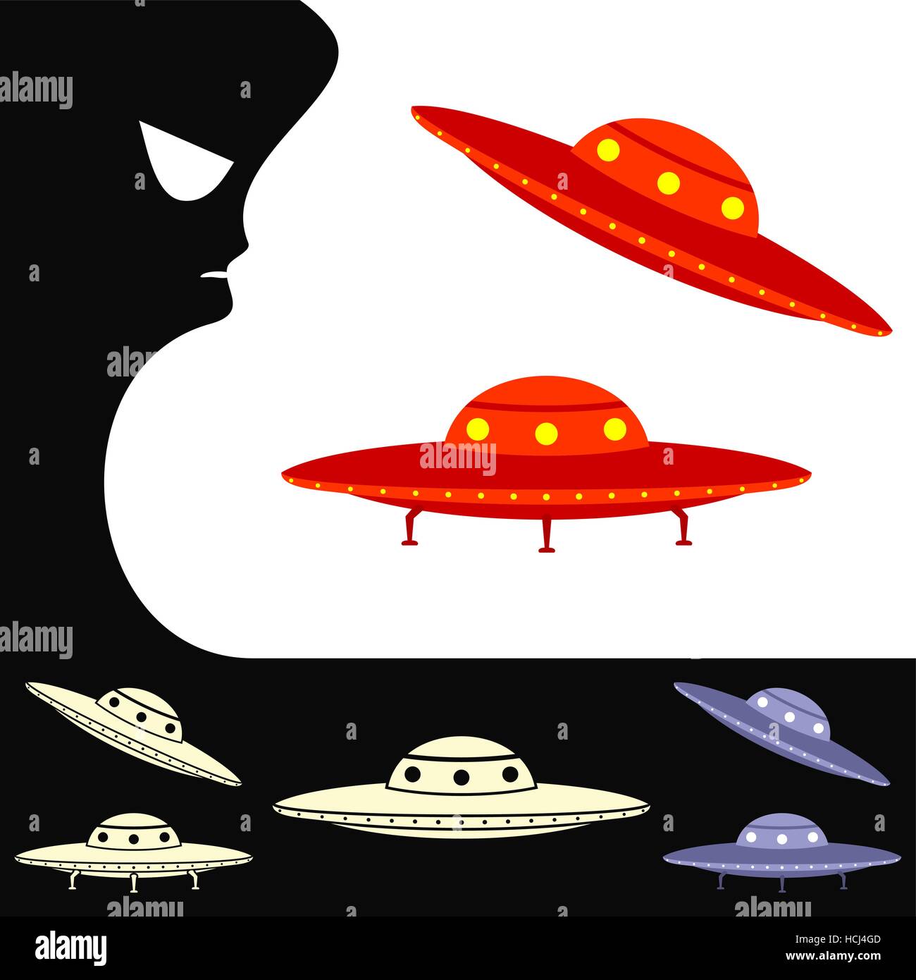 UFO. Satz von Objekten Stock Vektor