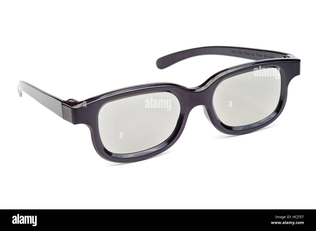 3D Brille für Kino isoliert auf weißem Hintergrund. Schwarz. Stockfoto