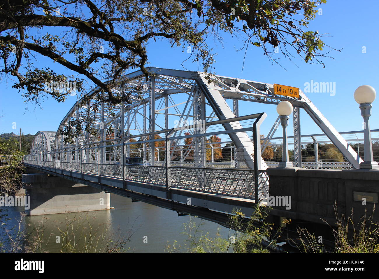 Healdsburg Memorial Bridge, die Gitterbrücke, alten Redwood Highway, Russian River, Healdsburg, Kalifornien Stockfoto