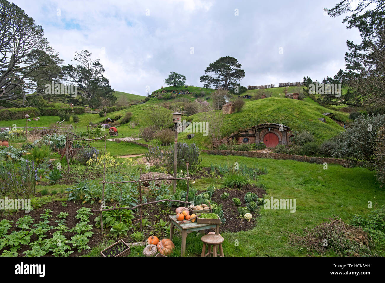 Hobbingen Filmset, Neuseeland Stockfoto