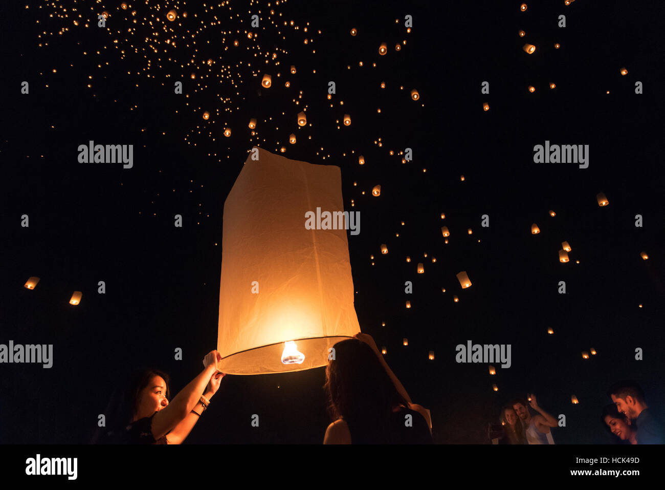 Yi Peng Laternenfest; Chiang Mai, Thailand Stockfoto