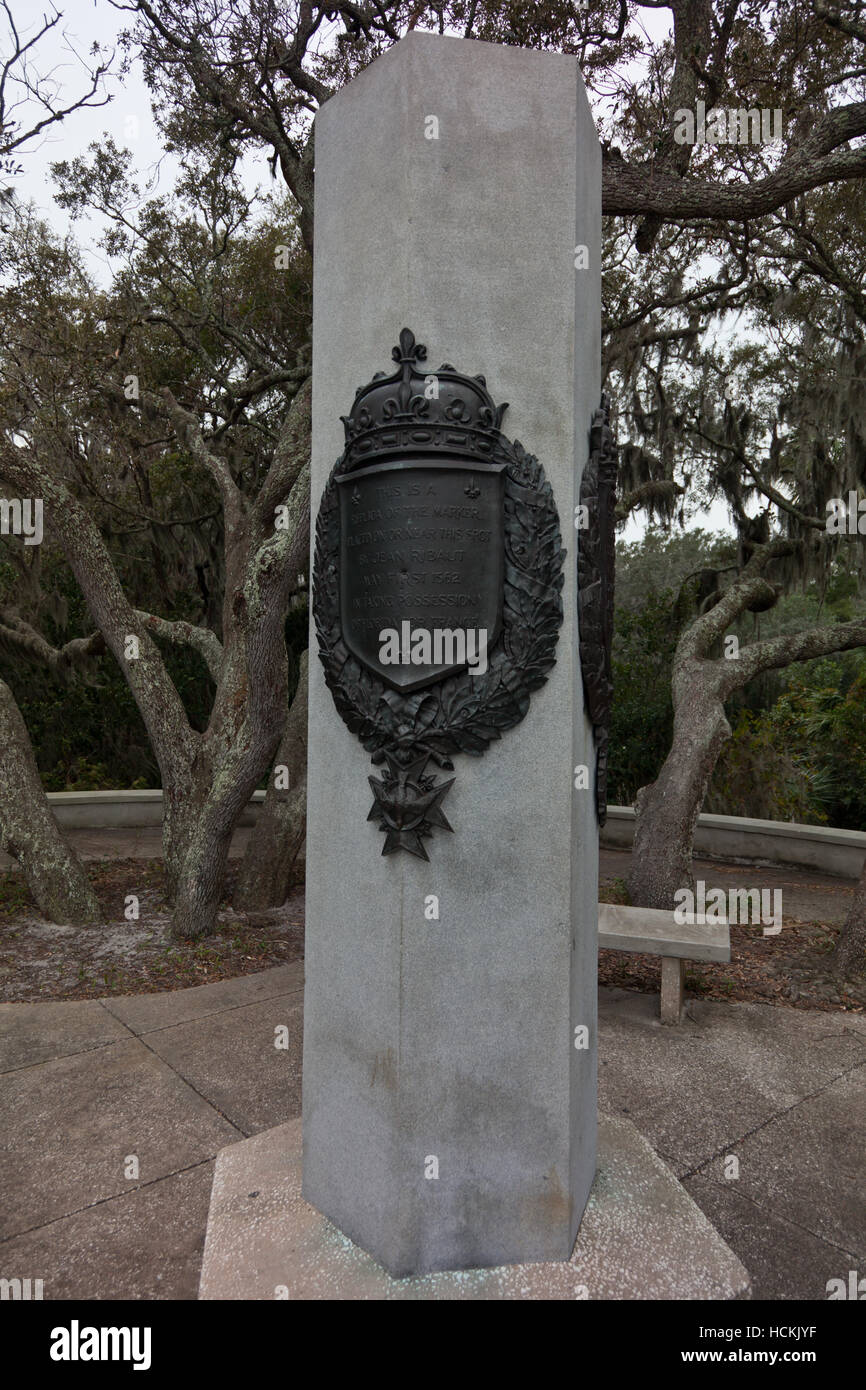 Ribault Monument am Fort Caroline National Memorial Stockfoto