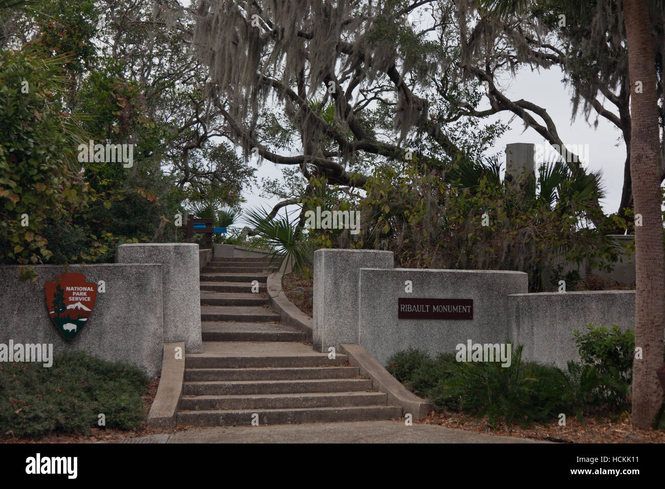 Ribault Monument am Fort Caroline National Memorial Stockfoto