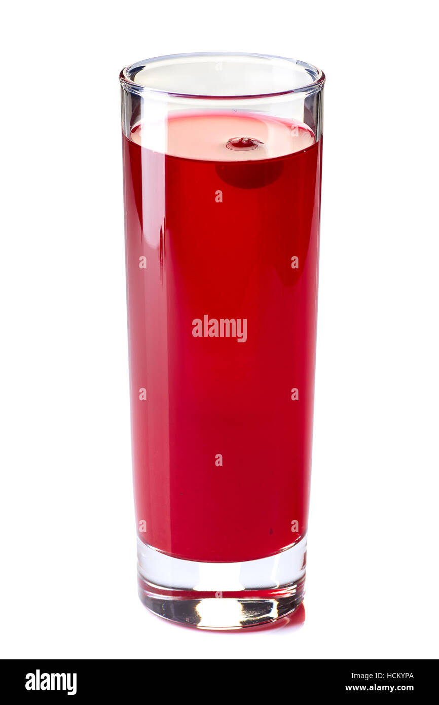 Glas Cranberry Fruchtsaftgetränk auf weiß Stockfoto