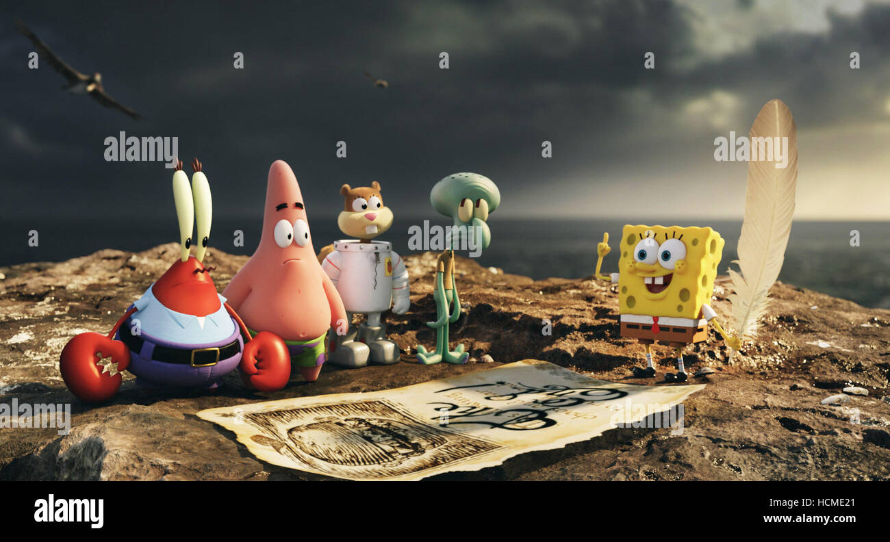 SPONGEBOB-MOVIE: Schwamm OUT OF WATER, von links: Mr Krabs, SpongeBob ...