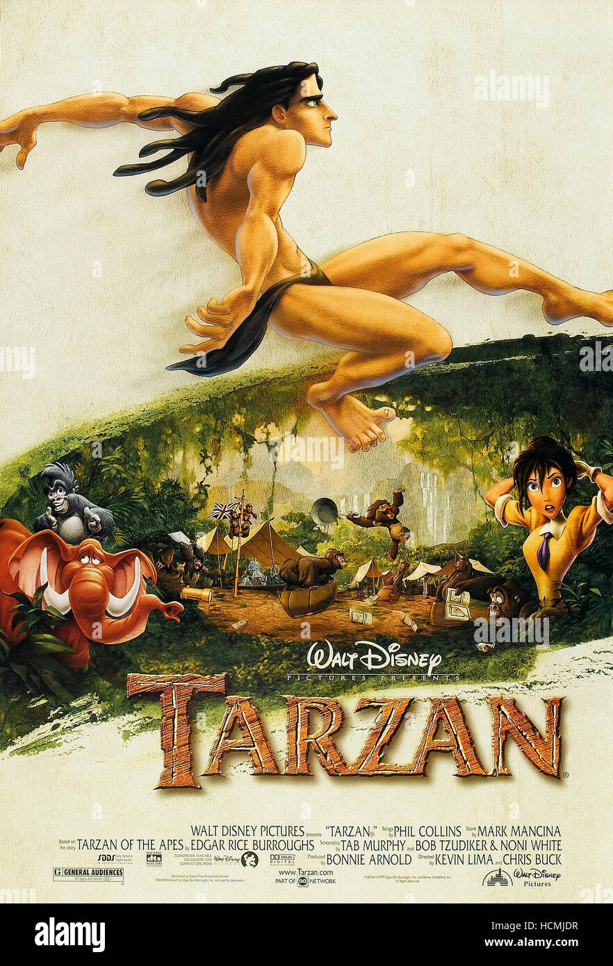 TARZAN, oben: Tarzan (Stimme: Tony Goldwyn), unten l-r: Tantor der Elefant  (Stimme: Wayne Knight), Terk (Stimme: Rosie Stockfotografie - Alamy