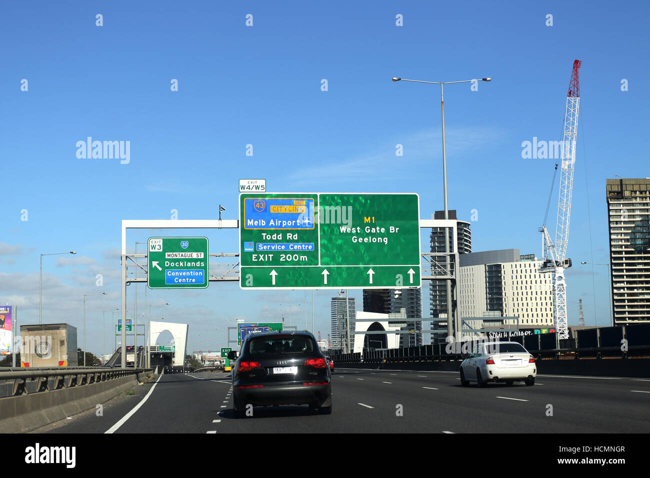 Straße Schilder in Melbourne Autobahn Victoria Australien Stockfoto