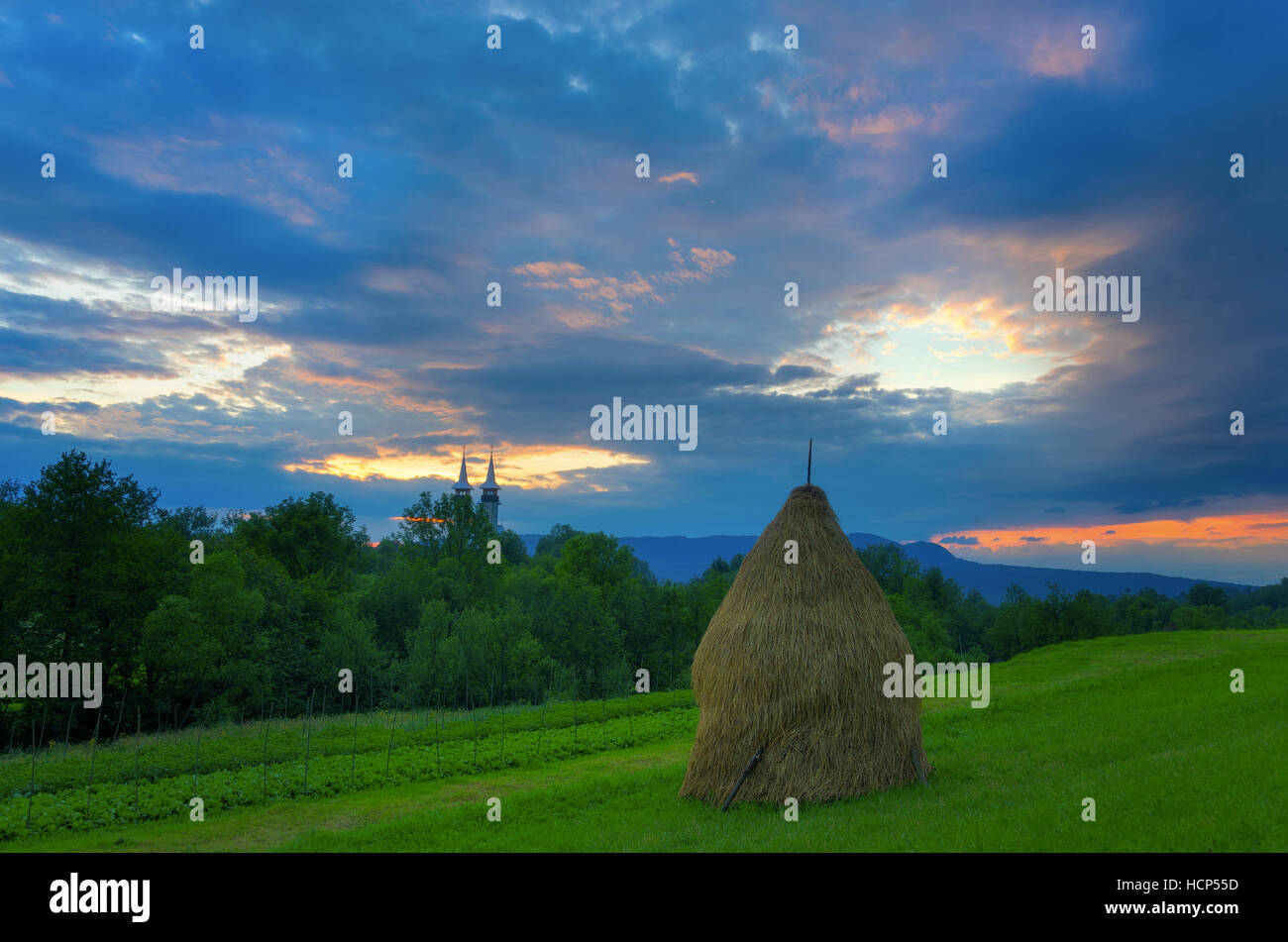 Bauernhof-Szene in Breb Maramures, Rumänien Stockfoto
