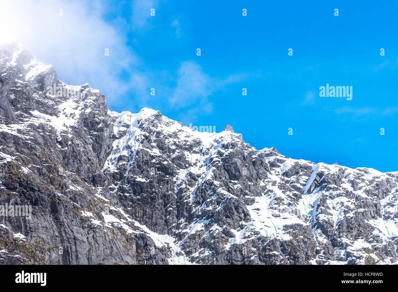 Spitze Berge bedeckt mit Schnee - Südalpen, Neuseeland Stockfoto