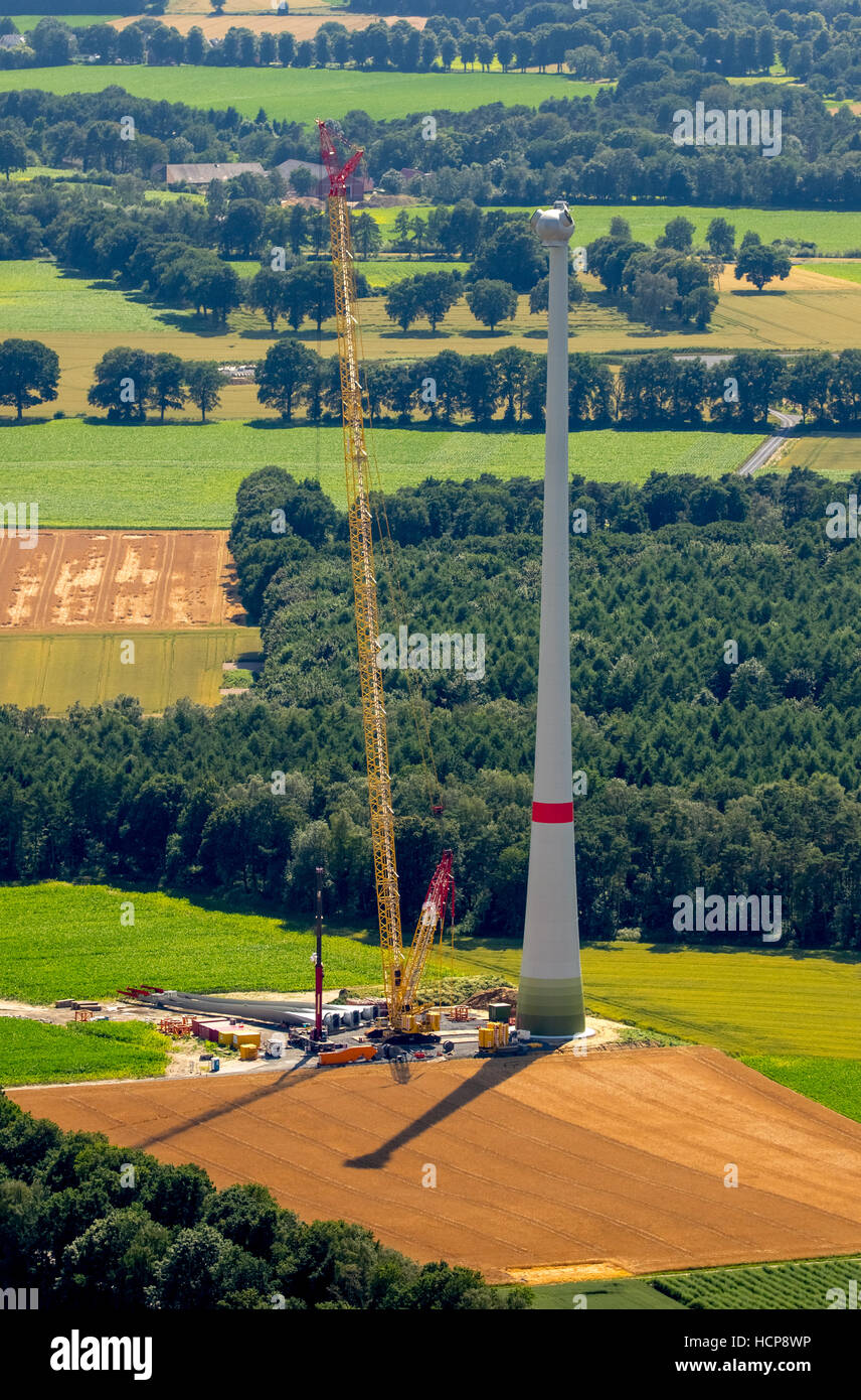 Bau der Windkraftanlage, Lavesum, Sythen, Ruhr, Nordrhein-Westfalen, Deutschland Stockfoto