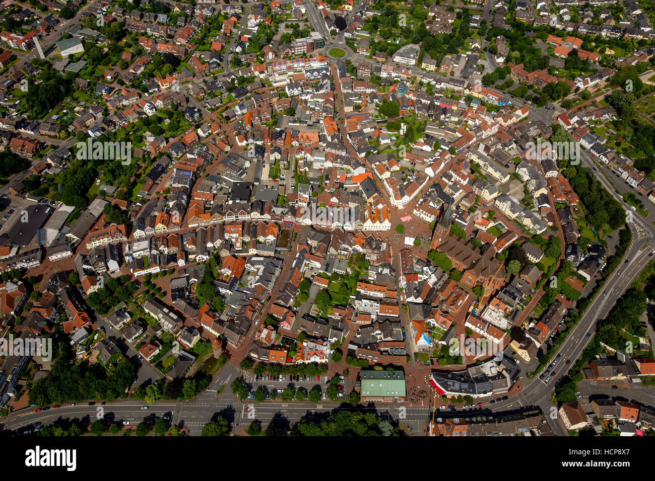Luftbild der Innenstadt, Haltern, Ruhr, Nordrhein-Westfalen, Deutschland Stockfoto