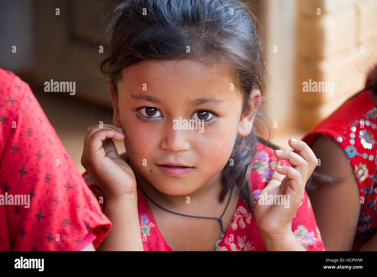 Mädchen, Sindupalchuck, Nepal Stockfoto