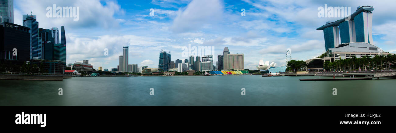 Marina Bay Sands & Singapur Skyline Panorama Stockfoto