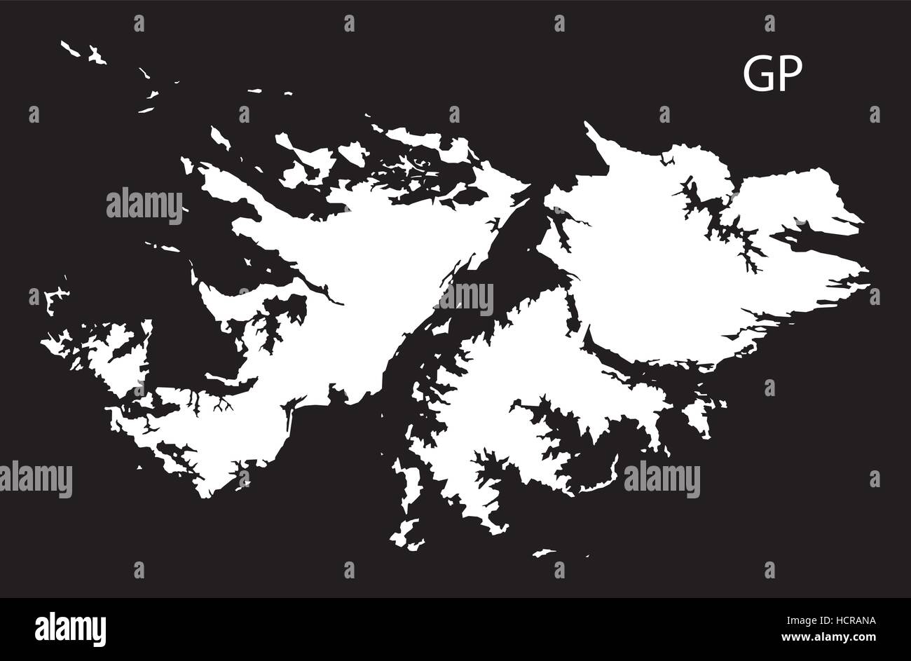 Falkland-Inseln Karte schwarz-weiß-Abbildung Stock Vektor