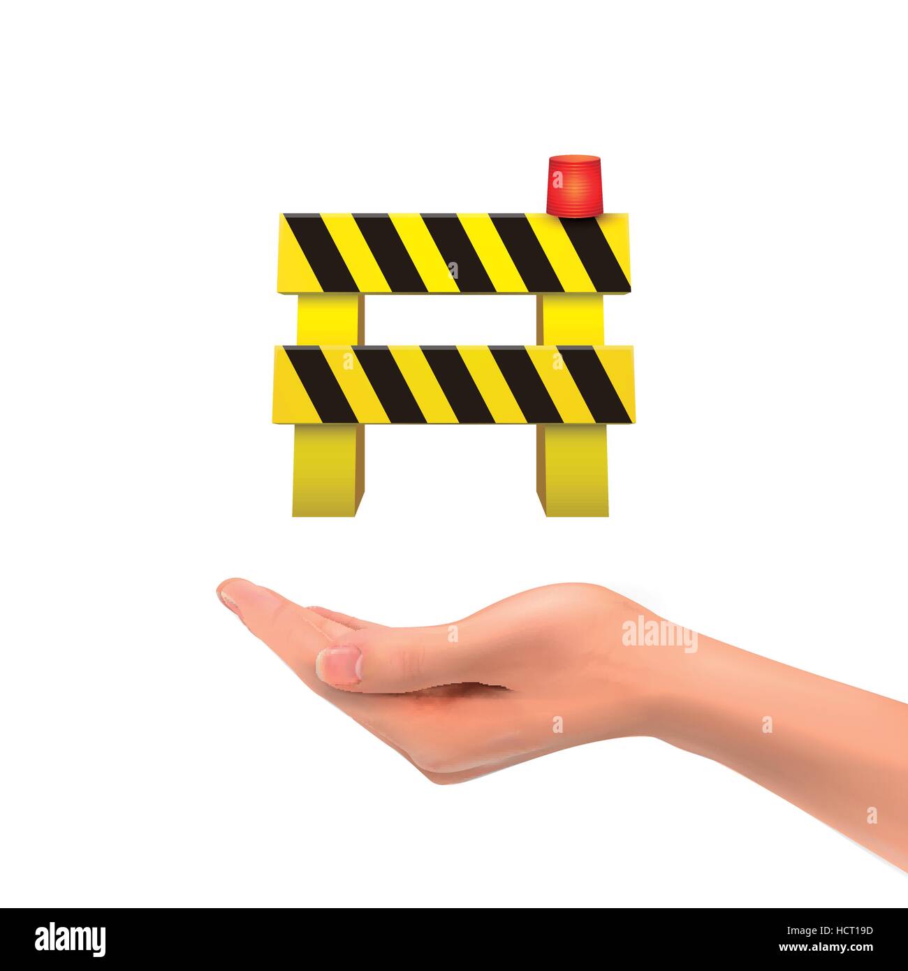 3D Hand, die Straße Barriere auf weißem Hintergrund Stock Vektor