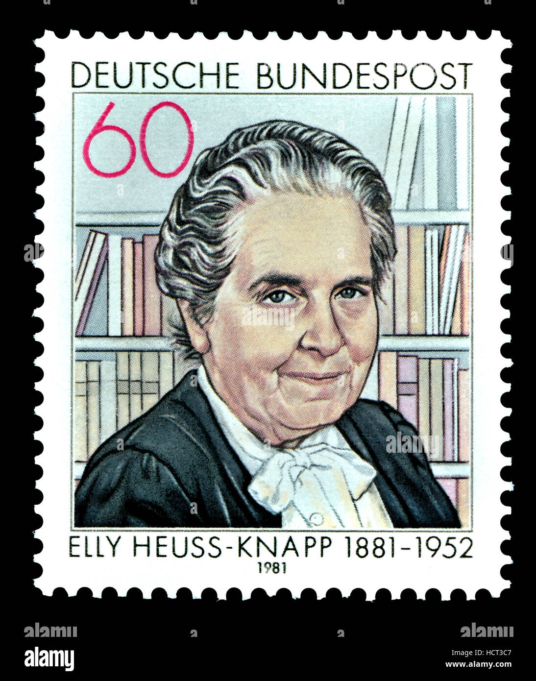 Deutsche Briefmarke (1981): Elly Heuss-Knapp (Elisabeth Eleonore Anna Justine Heuss-Knapp: 1881 – 1952) deutscher Politiker der freien demokratischen Par Stockfoto