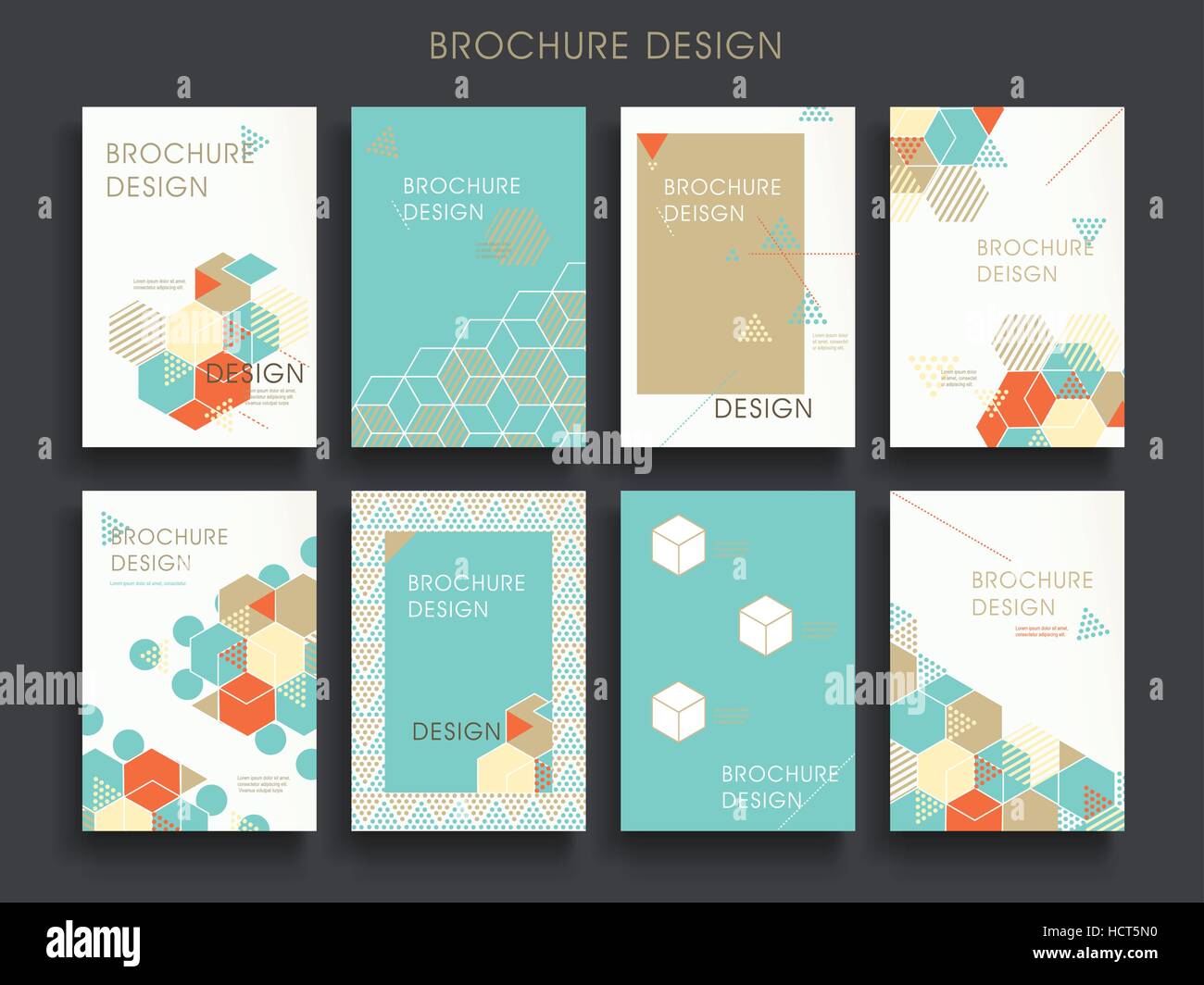 moderne Broschüre Vorlagendesign set mit Sechseck-Elemente Stock Vektor