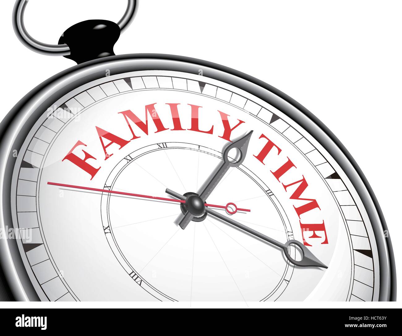 Familienzeit-Konzept-Uhr isoliert auf weißem Hintergrund Stock Vektor