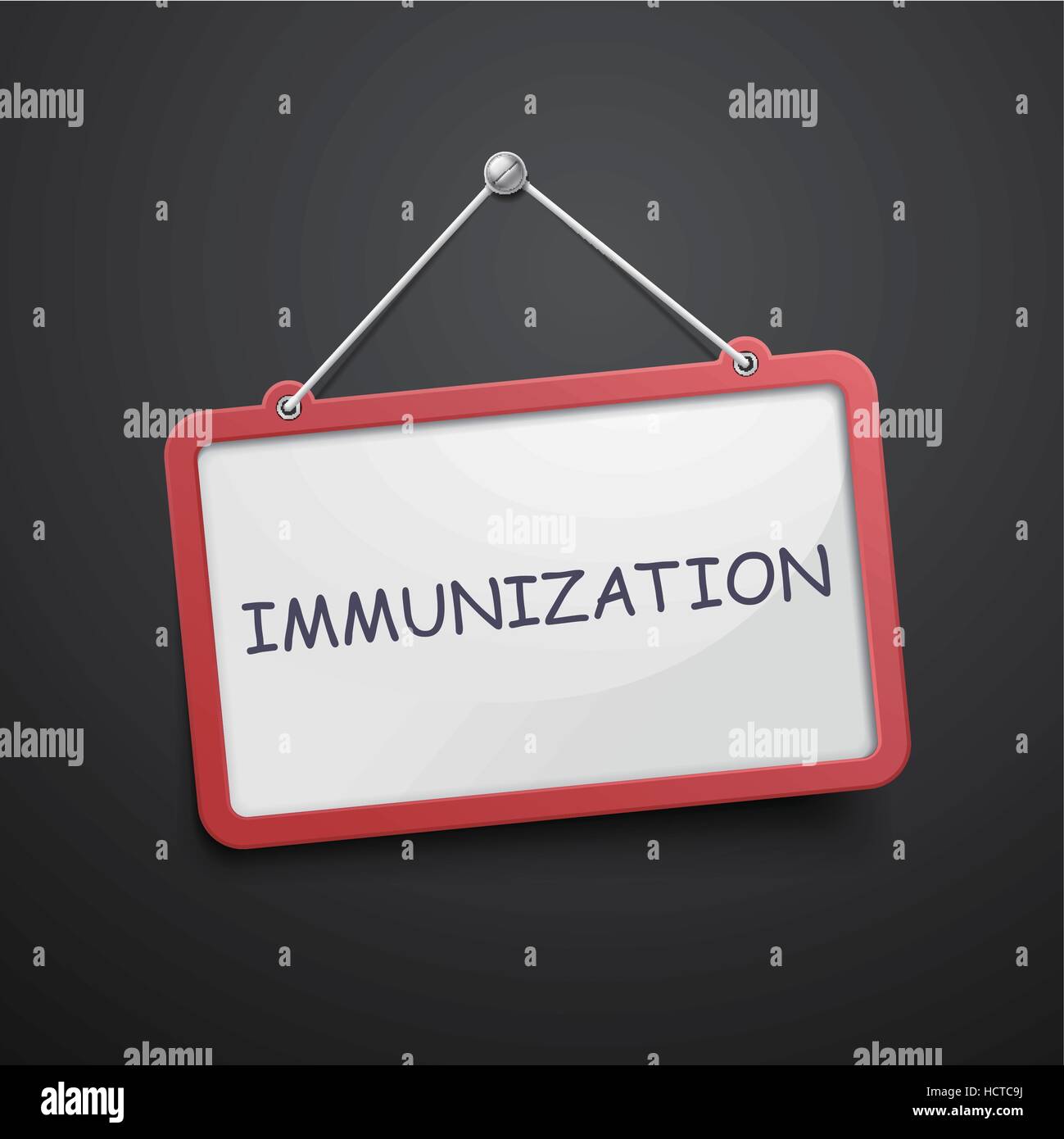 Immunisierung Zeichen isoliert auf schwarze Wand hängen Stock Vektor