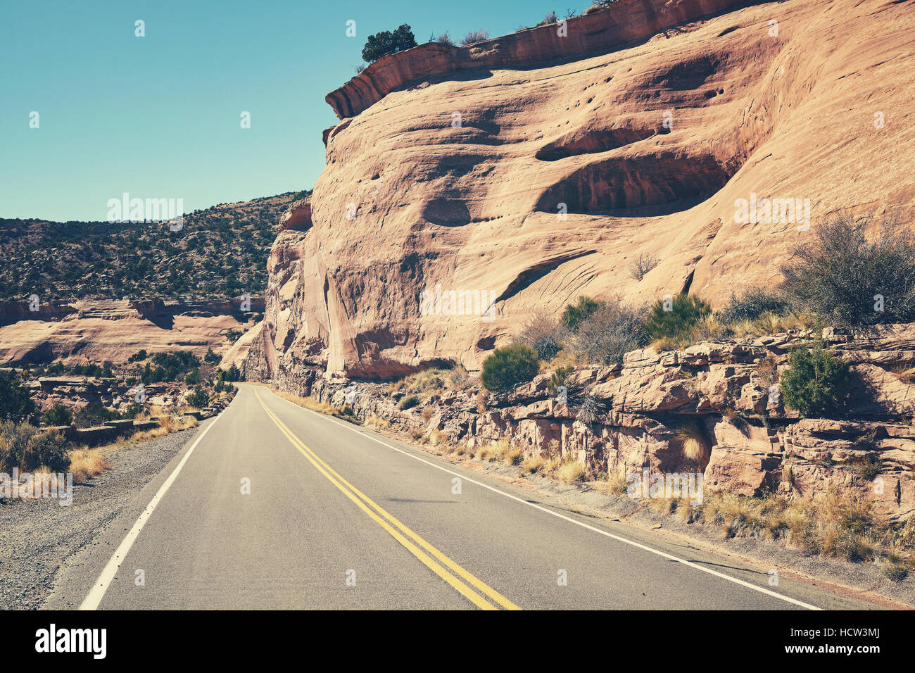 Retro getönten Panoramastraße, Reisen Konzept Hintergrund, Colorado, USA Stockfoto