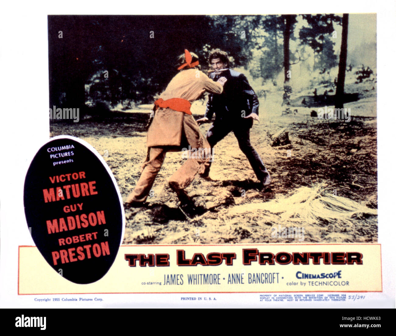 DIE letzte Grenze, Victor Mature, Lobby Karte Plakatkunst, 1955. (c) Columbia Pictures. Höflichkeit: Everett Collection Stockfoto