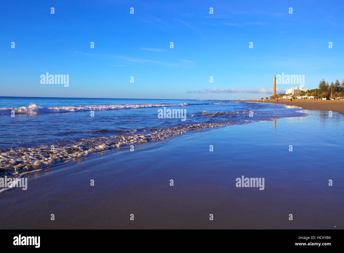 Der Strand von Maspalomas, Gran Canaria, Kanarische Inseln, Spanien Stockfoto